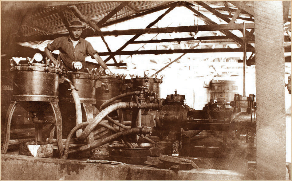 Worker with Machinery at Hamiltons Ewell Winery 1950s
